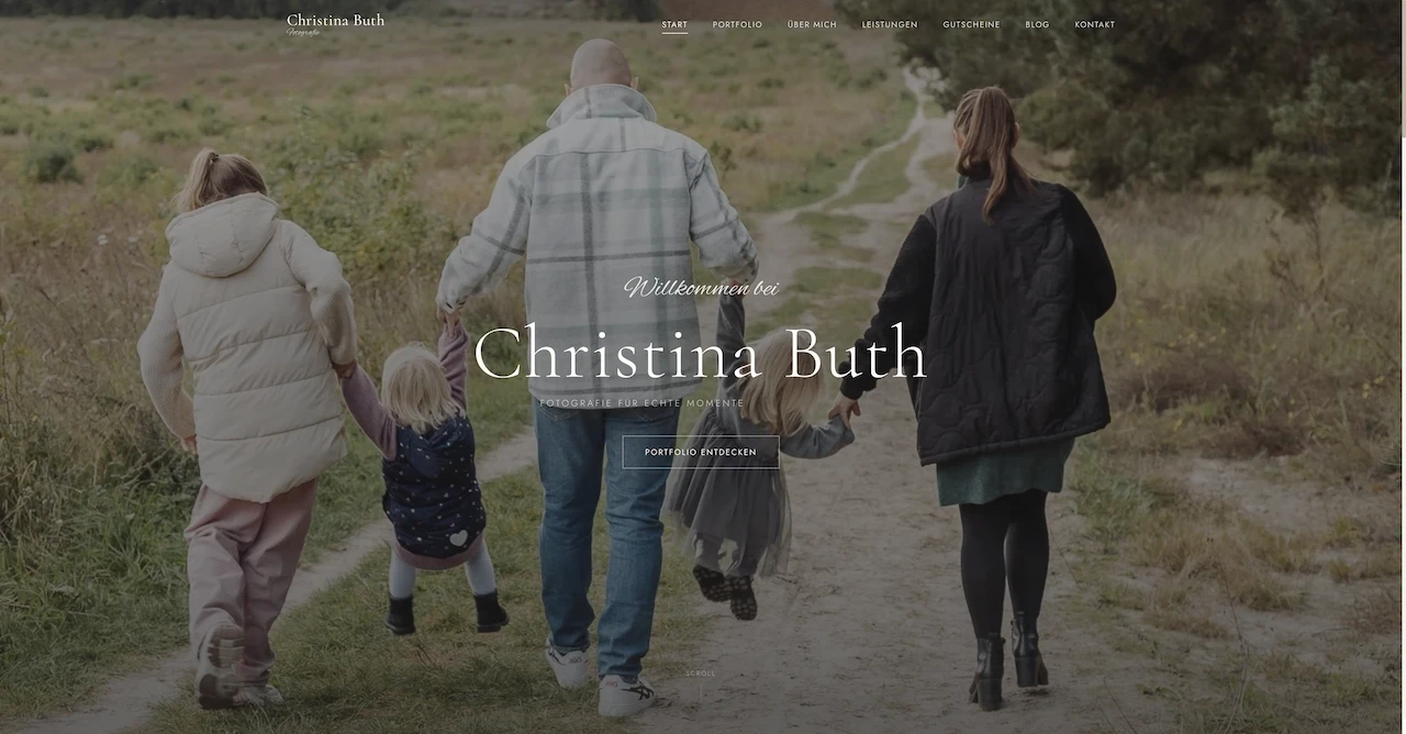 Startseite der Portfolio-Website von Christina Buth Fotografie