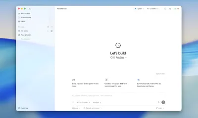 Open AI Codex App für Mac - Screenshot der Desktop-Zentrale für KI-Agenten