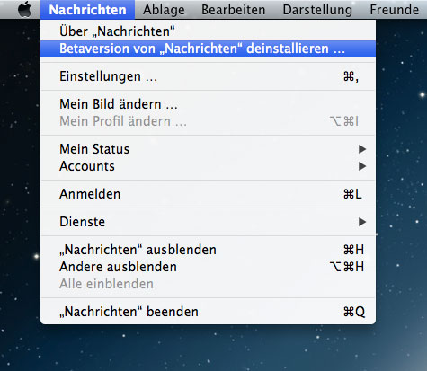 Betaversion der Nachrichten App deinstallieren…